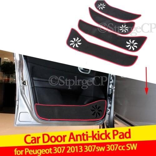 Polyester black Door anti-kick pad door protection pad door panel cover pad car door sticker For Peugeot 307 2013 307sw 307cc SW