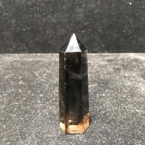 Natural Smoky Quartz Crystal Hand-Polished Hexagon Point Chakra Healing Reiki Stone Home Decoration Handicraft Decoration Point