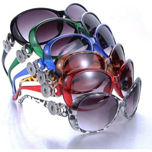 5 Colors Boom Life Snap Button Sunglasses Retro Oval Glasses Eyewear Sunglasses Fit 18mm Snap Button For Women Snap Jewelry