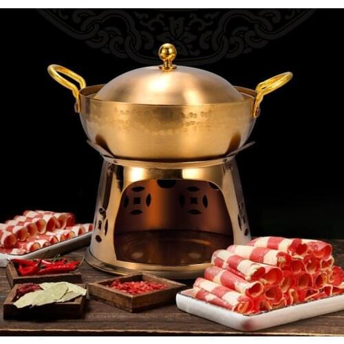 One pot, multi-purpose Japanese style brass copper pot, heat evenly, copper hot pot pot, brass soup pot