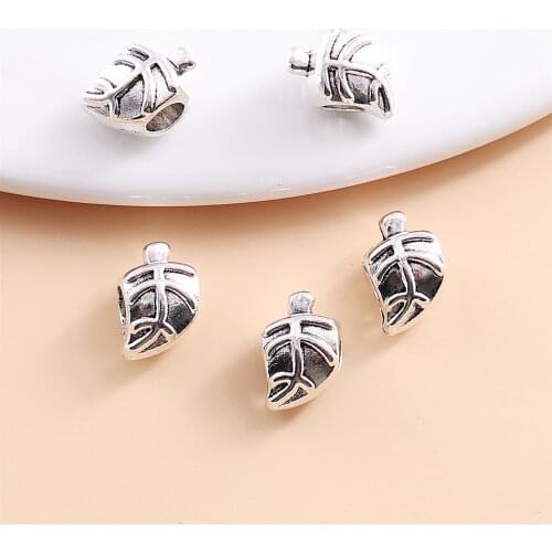 Vintage Silver Leaves Beads fit Pandora Charms DIY European Bracelets Metal Jewelry Making 44pcs/lot