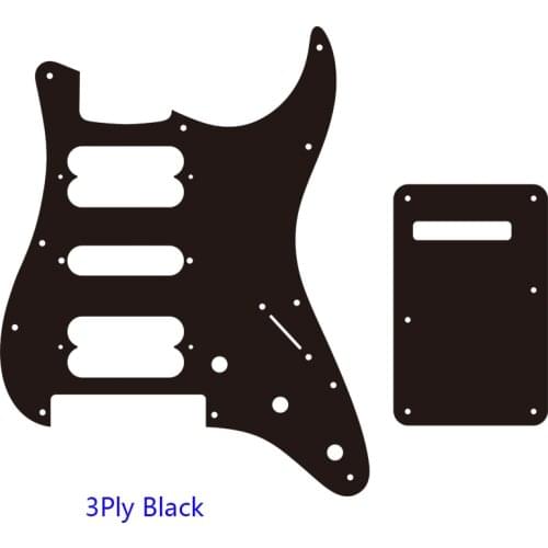 Pleroo Guitar Strat HSS Pickguard And 11 Screws For Fender Strat Floyd Rose Bridge Cut With HSH Pickups & Back Plate,3Ply Black
