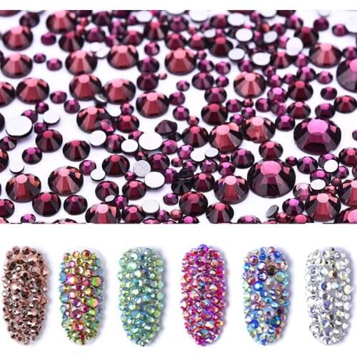Polairs Mix Size Amethyst Crystal Rhinestone SMC Stone Flat back Non Hotfix Rhinestones стразы Wedding Dress