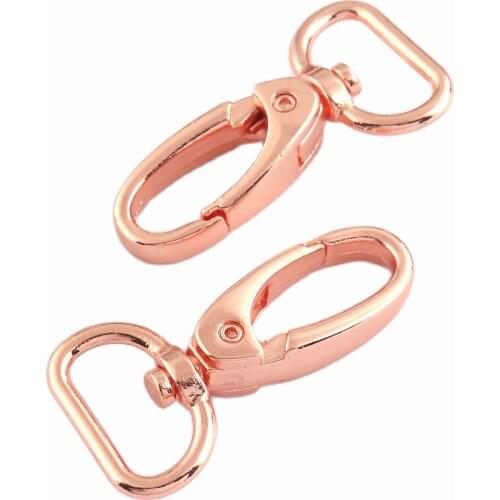 Swivel clasps Rose gold D ring Swivel Snap Hooks Lobster Clasp Claw Push Gate Trigger Clasps For keychain or backpack