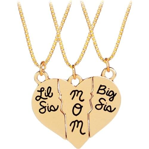 Mother Jewelry Gift Big Sis Lil Sis Mom Puzzle Heart Pendants Matching Necklaces Set MotherS Day Gift From Daughter
