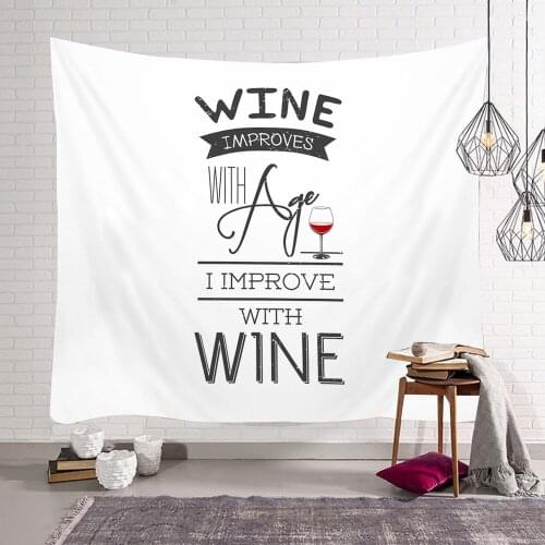 Nordic Simple Tapestry Hippie Letter Wine Wall Hanging Cloth Coffee Bedroom Tapestry Mandala Fabric Boho Bed Wall Cloth Tapestry