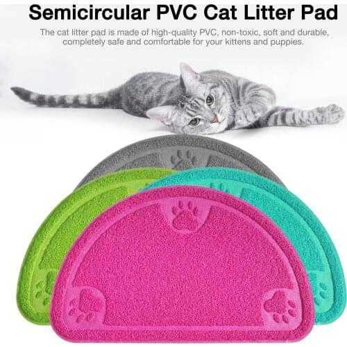 Anti-skid Cats Carpet PVC Cute Semicircle Pet Food Mat Water Proof Cat Claw Printed Pet Placemat Dish Mat Cat Litter Pad