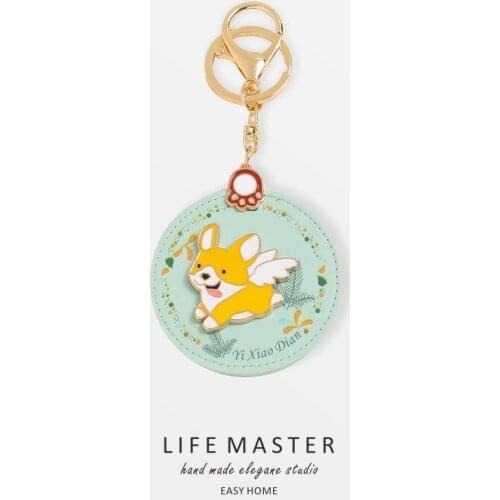 Handmade PU Leather Corgi French Bulldog Dog Pet Bag Keychain Creative Keyring For Men Women Trinket Pendant Keychains D848