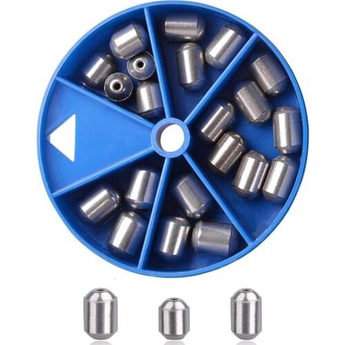 22Pcs/Box Fishing Iron Sinker Weights Drop Shot Worm Bullet Sinker Weights For Bass Pike Fishing Terminal Tackle Accessories