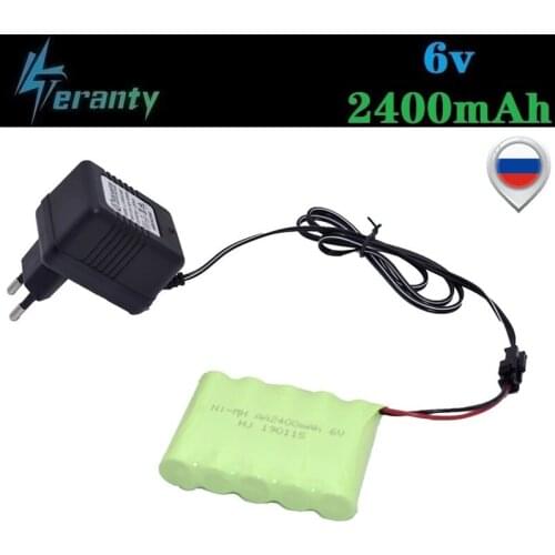 SM Plug) Ni-MH 6v 2400mah Battery + USB Charger For Rc toys Cars Tanks Trucks Robots Boats Guns AA 6v Rechargeable Battery Pack