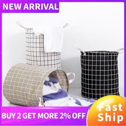 Foldable Laundry Basket Japanese Cotton Linen Fabric Waterproof Dirty Laundry Toy Clothes Storage Basket Bathroom