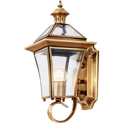 Antique garden Outdoor Wall Lamp glass Wall Sconce Retro Copper Lamp Arts & Crafts indoor Lighting Wall Lights Corridor Lamp
