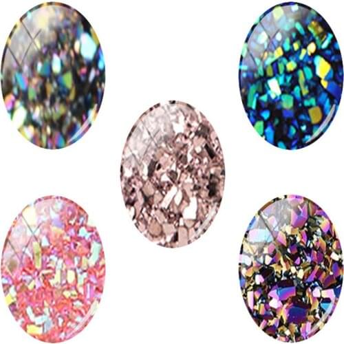 JWEIJIAO Fashion Beautiful Druzy Photo Glass Cabochon Oval Shape 18x25mm Handmade DIY Necklace Pendant Accessories 5pcs/lot DR46