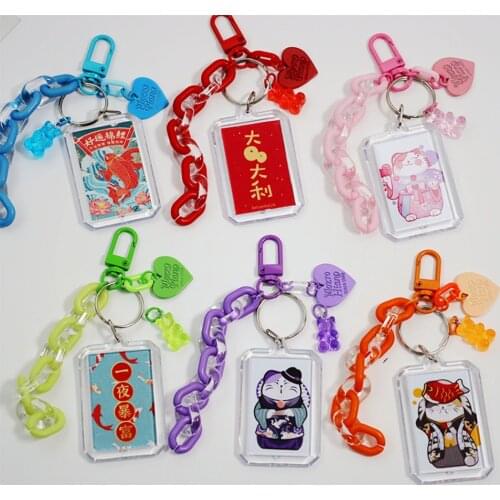Creative Cute Korean ID Card Photo Protect Case Keychain Bag Car Keys Keyring Decor Backpack Case for Airpods Charms Best Gifts
