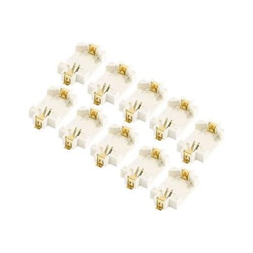 10 Pcs Off White Plastic Button Coin Cell Battery Socket Holder for CR2032 CR2025