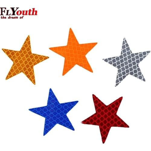 10Pcs Pentagram Reflective Warning Strip Tape Car Bumper Reflective Strips Secure Star Reflector Stickers Decals Car Styling