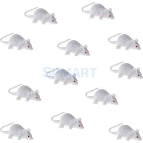 12x Lifelike Plastic Animal Figures White Mouse Model Children Kids Toys Theme Party Decoration Collectible Gift