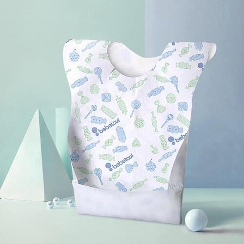 20PCS Portable Baby Disposable Bibs Skin-friendly Non-woven Fabric Large Pockets Stain Resistant Toddler Bibs For Travel