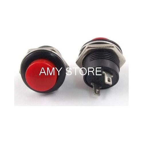 AC 125V/6A 250V/3A 2 Pin SPST Off/(On) NO Momentary Red Push Button Switch