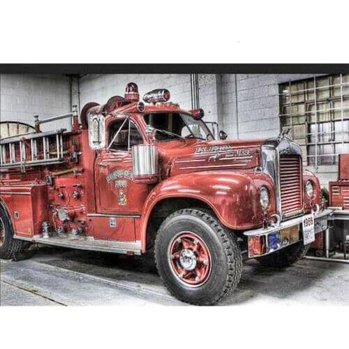 5d Diy Diamond Painting Fire engine mosaic Full Square round Daimond Embroidery Cross stitch Home Decoration gift P1075