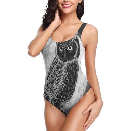 One-Piece Swimwear 2021 Cut Outs Sexy Athletic Swimsuits Teen Girls Youth Black Moon Night Owl