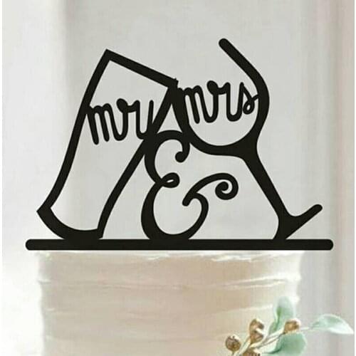 Cake Topper Mr Mrs Wedding Cake Topper Acrylic Black Toppers for Wedding Decoration