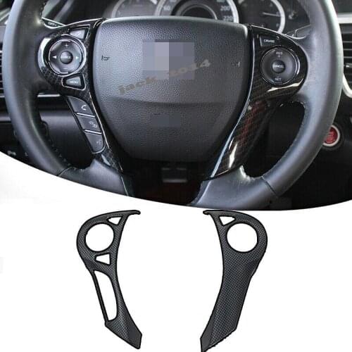 Carbon fiber steering wheel decorative cover trim for Honda Accord 9th 2014 2015