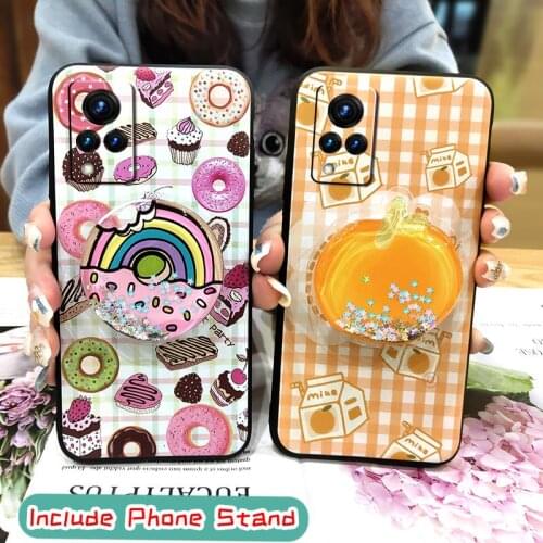 Dirt-resistant Kickstand Phone Case For VIVO V21 Cartoon Original Cover For Girls foothold