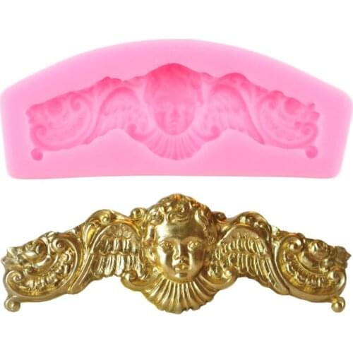 Cherub Angel Pediment Silicone Mold Relief Cake Border Fondant Mold Cake Decorating Tools DIY Candy Chocolate Gumpaste Molds