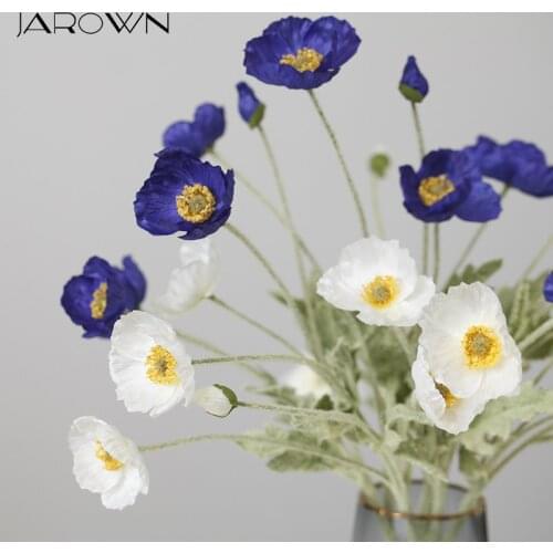 JAROWN Artificial Poppies Flocking Silk Fake Flower Poppy Flowers Wedding Decoration Bridal Bouquet Material Home Party Decor