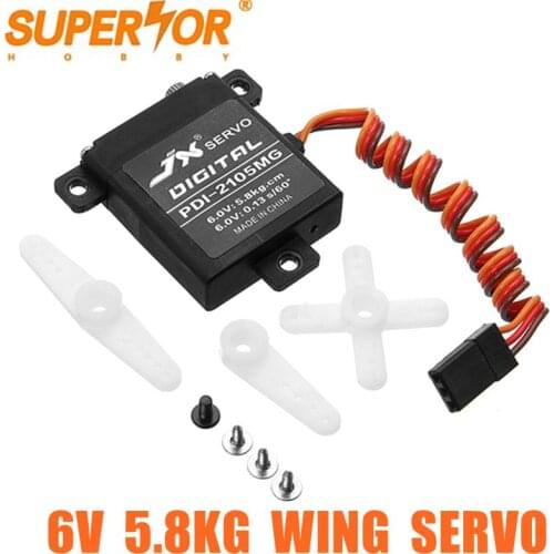 JX PDI-2105MG 6V 5.8kg Metal Gear Digital flat Wing Servo plastic case for RC Glider