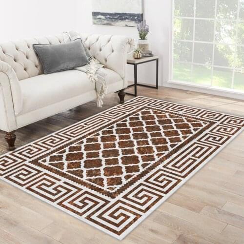 Brown white color brown shape ethnic patterned carpet modern carpet living room carpet free shipping soft textured carpet