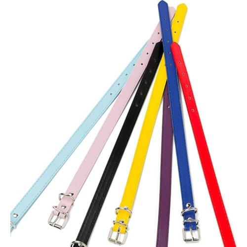 Leather Cat Collar Adjustable Pet Puppy Dog Kitten Cat PU Leather Collar Black Red Blue Pink Yellow Sky-blue Purple XS S M L