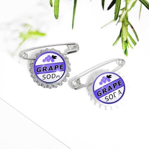 GRAPE SODA Beer bottl Creative cartoon round brooch cut pin books badge enamel backpack lapel pin hat jewelry gifts for friends