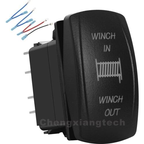 Winch In Winch Out Red Led 7 Pins Momentary Rocker Toggle Switch (On) Off (On)12v 24v + Jumper Wires Set for Car Boat Waterproof