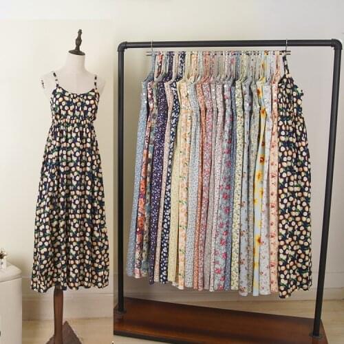 Summer Women backless Cotton floral printed long Dress spaghetti strap cute elegant girls junior beach dress tank dress sundress