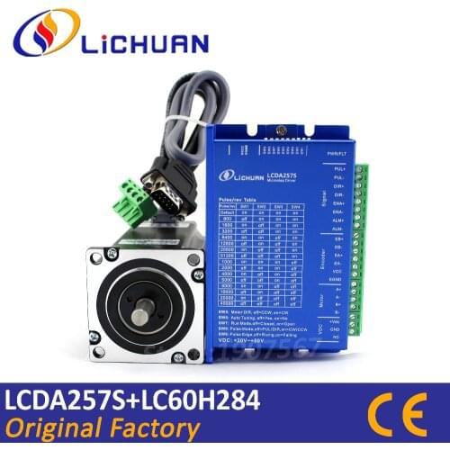 Lichuan new 2 phase Nema24 2.8Nm 397oz.in closed loop stepper servo motor driver kit LCDA257S+LC60H284 Nema 24 CNC controller 6A