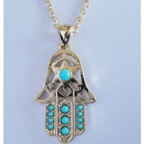 Fashion Jewelry Beaded Hamsa Necklace Fatima Hand Necklace