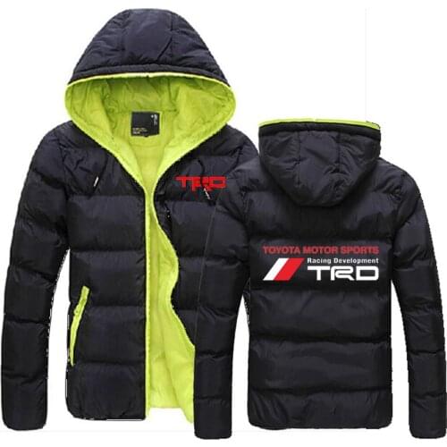2021 Mens Toyota Motorsport TRD Winter Parkas Fashion Solid Hoodies Cotton Coat Jacket Casual Warm Clothes Male Streetwear Tops