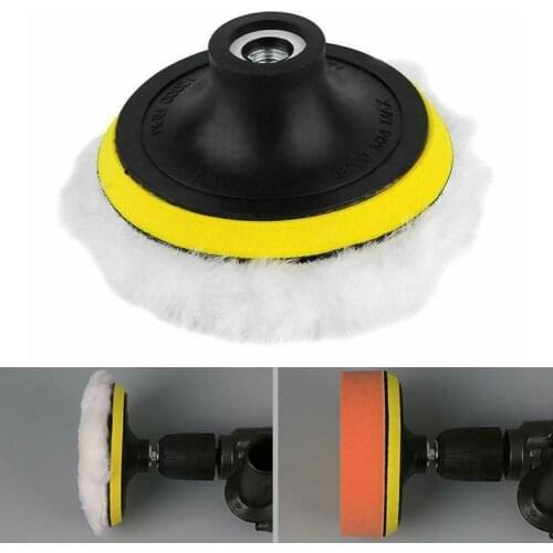 5pcs 3inch Foam Wool Polishing Buffer Pad Set Kit M10 Thread Drill Adapter For Car Polish Tools Angle Grinder Replace Parts