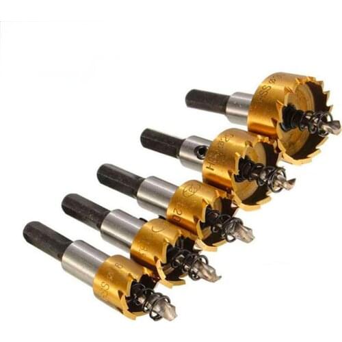 BINOAX 5 Pcs Carbide Tip HSS Drill Bit Saw Set Metal Wood Drilling Hole Cut Tool for Installing Locks 16/18.5/20/25/30mm