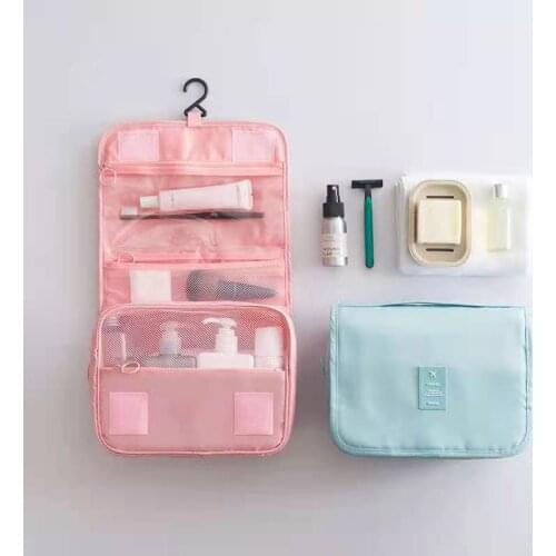 New Make Up Oragenizer Portable Simple Womens Wash Bag Large Capacity Lady Travel Cosmetic Hook Bag Oxford For Travlling 5Color
