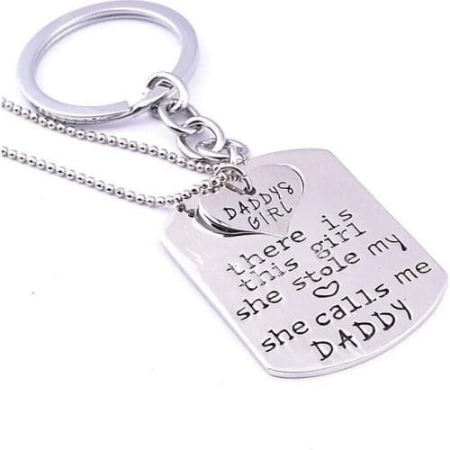 New Arrival Fashion Jewelry Daddy Daughter Necklace "Theres This Girl She Stole My Heart She Calls Me Daddy" Fathers Day Gift