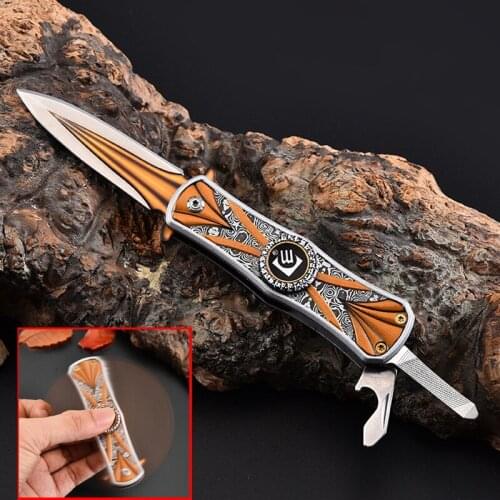 New Folding Blade Knife Gyro Type Outdoor Hunting Knife Pocket Knife EDC Tool Father Best Gift for Camping Tools Survival Knives