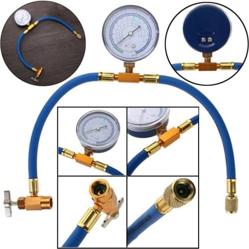 Practical R134A To R12 R22 Refrigerant Recharge Hose Pipe &Can Tap Pressure Gauge Car Vehicle Accessories