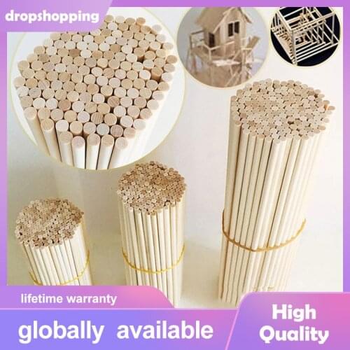 50 Pcs Round Wooden Stick For Crafts Food Ice Lollies And Model Making Cake Dowel For DIY Food Craft Useful Wood For Home DIY