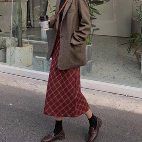 High Elastic Waist Plaid Temperament Woolen Half-body Skirt Women Fashion Tide New Autumn Winter 2021 Woman Skirts