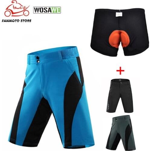 WOSAWE Men Motocross Shorts Downhill MTB Shorts with Padded Gel 3D Underwear Cycling Bicycle Bike Water Repellent Summer Shorts