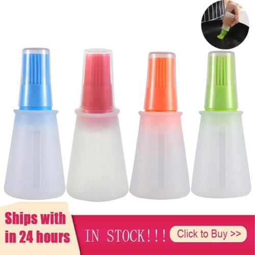 Silicone Oil Bottle With Cap Four Colors Oil Brush Household Baking Oil BBQ Tools For Kitchen Dining Home Oil Brush Hot Sale