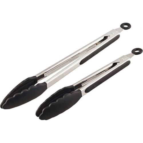 Silicone BBQ Grilling Tong Salad Bread Serving Tong Non-Stick Kitchen Barbecue Grilling Cooking Tong with Joint Lock